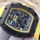 2017 Fake Richard Mille RM011 Chronograph Watch Black Case Yellow Inner rubber Watch (4)_th.jpg